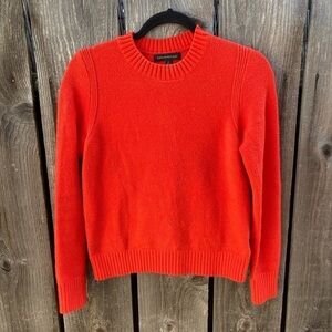 Women's Banana Republic Red Solid Tight-Knit Sweater S Cotton Crew Stretch Light